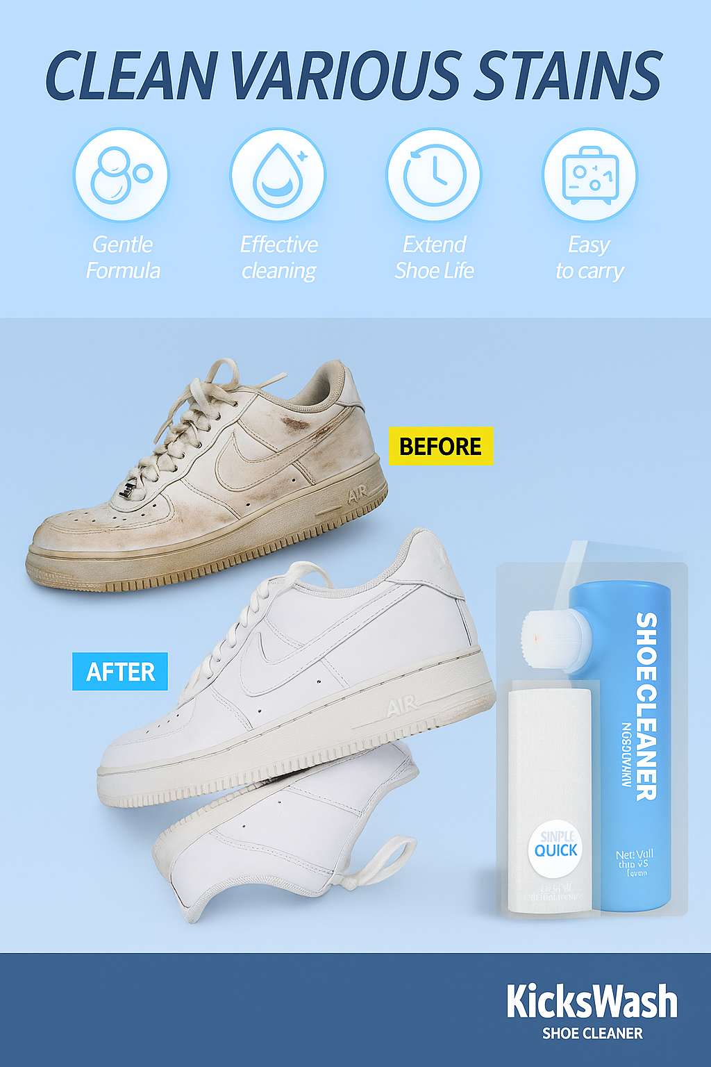 White Shoe Cleaning with Brush & Towel